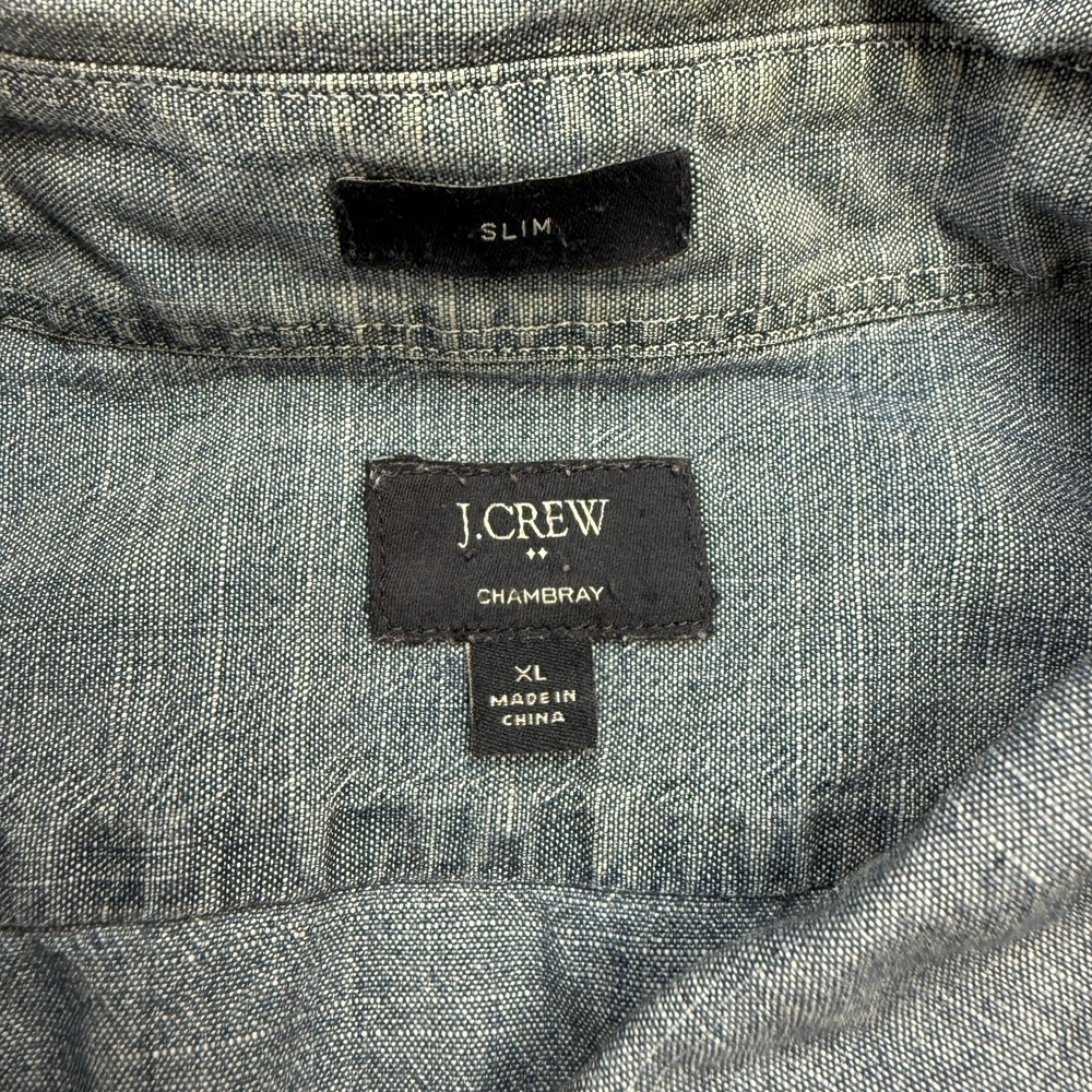 J Crew Shirt Mens XL Slim Fit Blue Chambray Button Down Lightweight Preppy - Picture 4 of 7